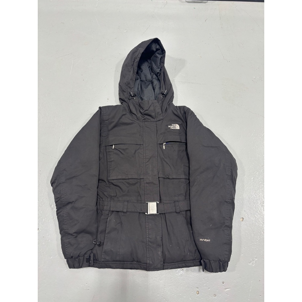 The North Face HyVent Black Hooded Belted Parka Jacket‎ Womens Small
